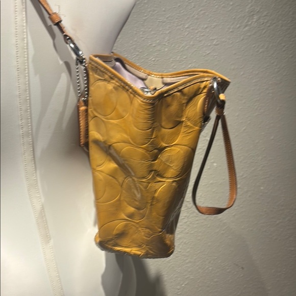 Coach Yellow Signature Tote with Leather Trim - Picture 11 of 16